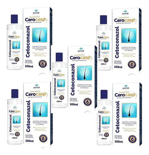 Kit Shampoo Cerocasp Cetoconazol Com 5 Un De 100ml Cada