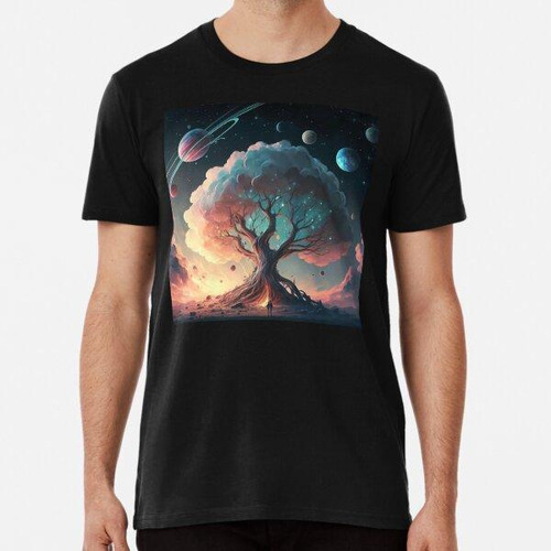 Remera Celestial Canopy Cloudscape, Tree In The Space, Galax