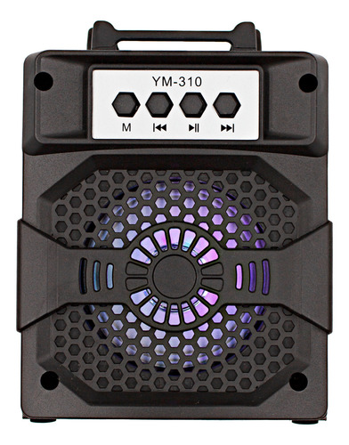 Bocina Portátil Usb Mini Bluetooth Luces Altavoz Aux Sd Color Negro