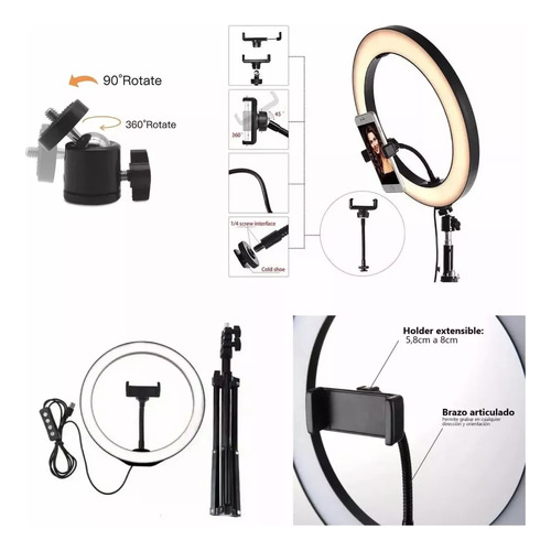 Combo Con 2 Tripodes Aro De Luz 26 Cm + Panel Fotografia Led Profesional Veoquiero