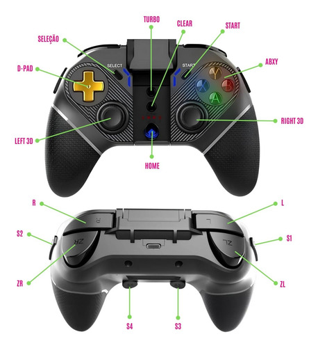 Controle Joystick Bluetooth Wireless Pc Android Ps4 Console