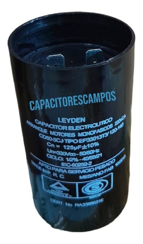 Capacitor Electrolitico 120/140uf 330 Para Arranque De Motor