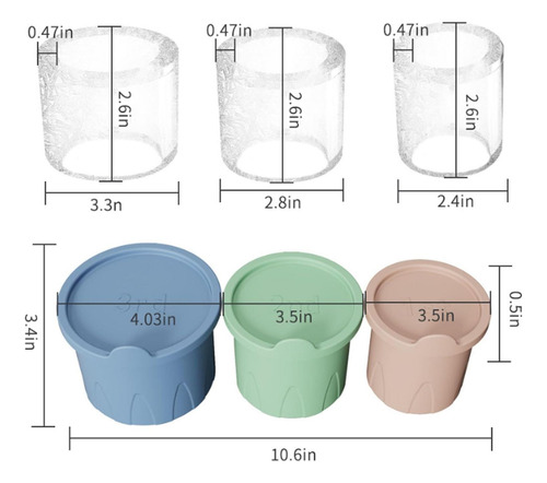 Juego De 3 Moho De Cubo De Hielo Cilíndrico Cilíndrico Hueco