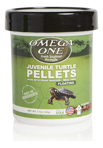 Omega One Juvenile Turtle Pellets Floating 42g Alimento Tortugas Reptiles Y Ajolotes Pequeños. Granulos Flotantes 3mm A Base De Salmón, Arenque Y Camaron Entero. Rico En Omega 3 Y 6