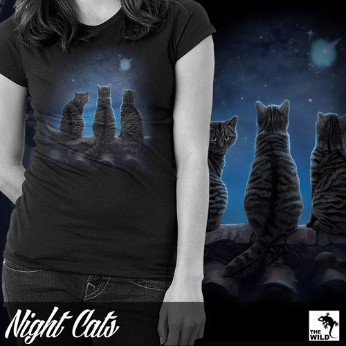 Remera Gotica Dark Calavera Gothic Night Cats