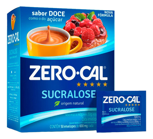 Adoçante em Pó Sucralose Zero Cal Caixa 30g 50 Unidades