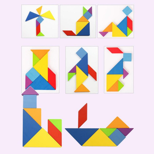 Rompecabezas Tangram De Madera Para 2 Niños, Rompecabezas Mo