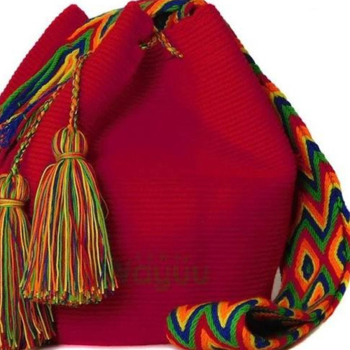 Mochilas Wayuu Decorativo Roja Hechas A Mano.