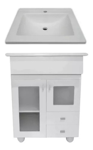 Mueble para baño Tioso Hogar Moderno 50 de 50cm de ancho, 80cm de alto y 38cm de profundidad con bacha y mueble color blanco con un agujero para grifería