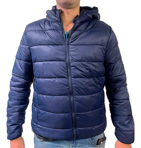 Campera Inflable Termica Hombre Interior Corderito Capucha