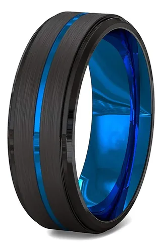 Anillo Para Hombre De 8 Mm Con Borde De Escalera Cepillado N
