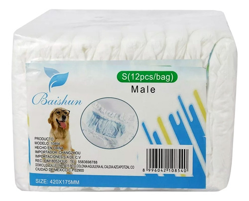 Set 12 Pcs Pañal Para Perro Macho Dif Tallas Mascotas 1085