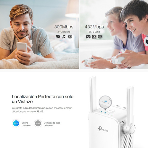 Tp-link, Extensor De Rango Wifi / Ap Banda Dual Ac750, Re205