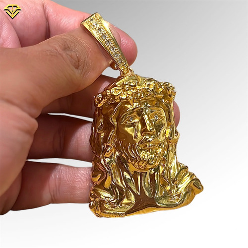 Pingente Rosto De Cristo G Lançamento Banhado A Ouro 18k