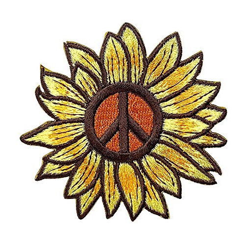 Parche Bordado Planchar Signo De Paz De Girasol