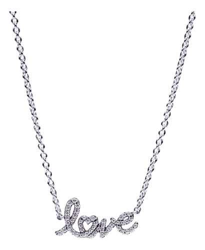 Collar Love De Plata 9625 Con Circonita Cúbica Trasp + Kit!! Plata