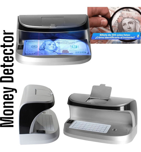 Detector De Billetes Verdaderos Luzuv Blanca Lupa Recargable