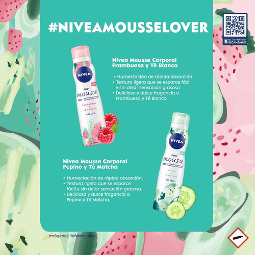 Nivea Mousse Corporal Frambuesa 200ml + Mousse Pepino 200ml