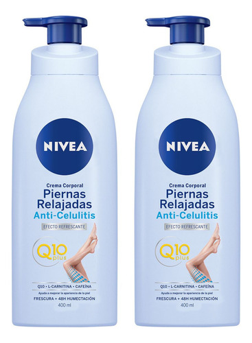 Combo X2 Crema Nivea Anticelulitis Piernas Relajadas 400ml Fragancia Neutra