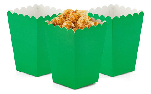 Mini Caja Palomita Maiz Papel Verde Para Fiesta 24