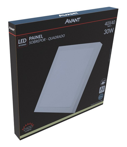 Kit 6 Plafon Painel Led Quadrado Sobrepor 40x40 30w 4000k