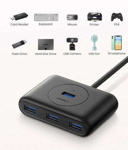 Hub Usb 4 Puertos Usb 3.0 Otg Windows Portable Led Pc