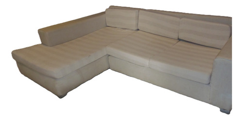 Sillón Esquinero L Natural A Rayas, De 2 Cuerpos Blanco Rayado