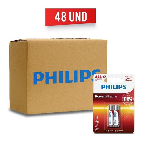 Pila Bateria Aaa Triple A Alcalina Philips Blister X48pack