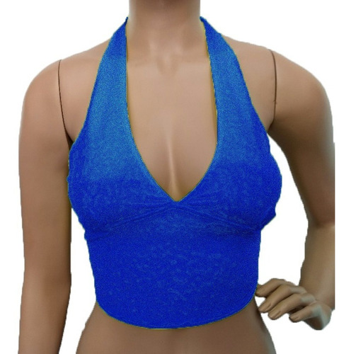 Top De Lycra Con Escote V Sexy Eden 237 Azul Metal - Fun*