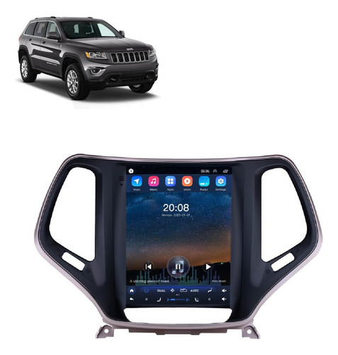 Multimídia Android Tesla Jeep Cherokee 2014-2021 2+32gb 9p Cor Preto/prata Fosco