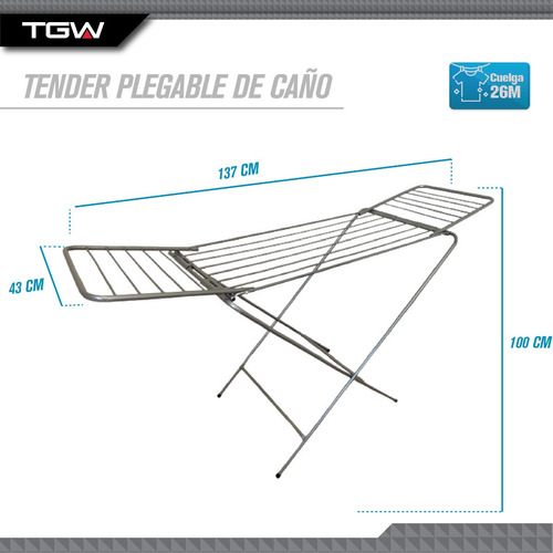Imagen 3 de 10 de Tender Ropa Tendero De Pie Extensible Con Alas Reforzado