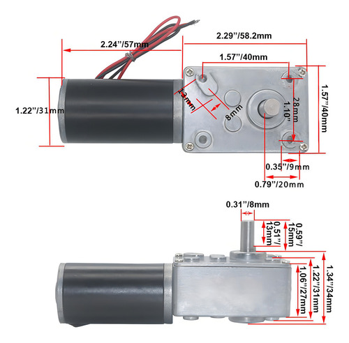 Bringsmart Motor De Engranaje Sin Fin De Cc 12 V 80 Rpm Cc De 15 Kg. Motor Invertido Autobloqueante, Mini Turbina Con Engranaje Para Robot De Bricolaje, Máquina De Cortina De Cerradura De Puerta
