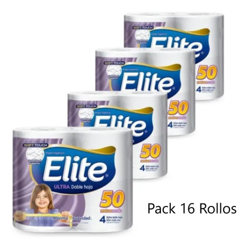 Papel Higiénico Elite Ultra Doble Hoja 50 Metros X 16 Rollos