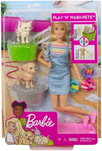 Barbie Mu eca Cuidadora Ba o Mascotas Perrito Juguete Conejo
