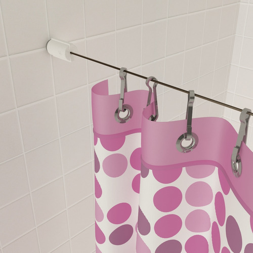 Kit Tensor Barral Para Cortina De Baño Colores Tensocable Color Blanco