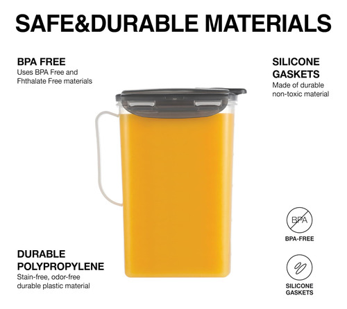 Jarra De Agua Para Refrigerador 1,89 Litros Color Gris