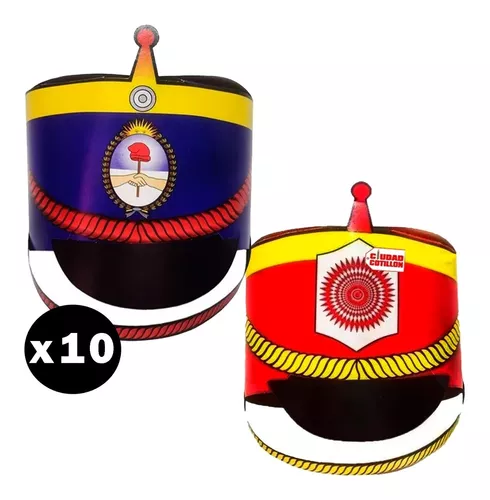 Deliberar vendaje Coro Gorro Granadero X 10 Patrio Sombrero Cartón Soldado - Cc