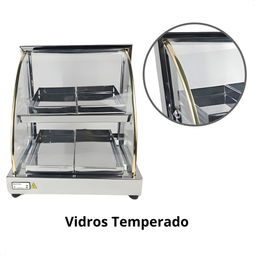 Estufa Vidro Curvo 4 Bandejas Dupla Inox Com Selo Do Inmetro