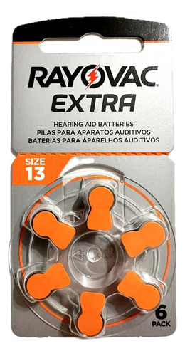 Pack 6 Pilas Audífono Rayovac Batería Extra 13 - Todopilas