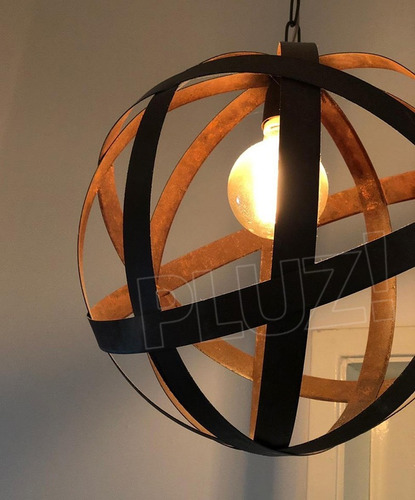 Colgante Esfera 3luces Industrial Vintage Chapa Hierro Óxido