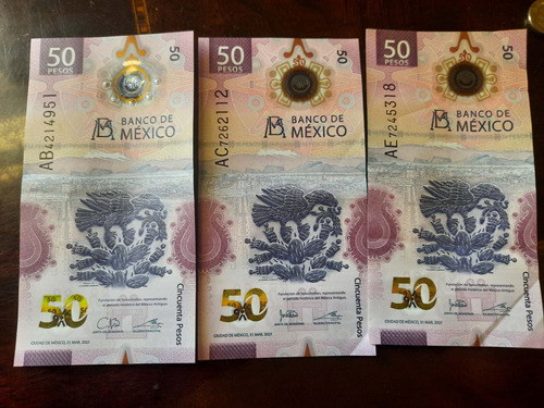 3 Billetes De Los Nuevos De 50 Pesos