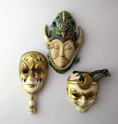 Antigo Trio De Mascaras Venezianas De Colecao 5745 Rrdeco