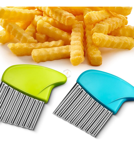 2pz Cortador Arrugas,patata Vegetal Crinkle Ondulado Chopper