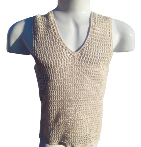 Musculosa Ballenera Masculina Tejid A Mano Crochet Escote V