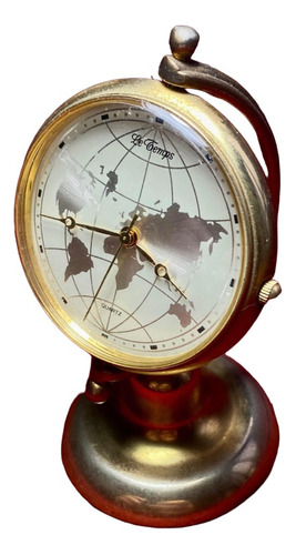 Reloj Le Temps Dorado Mapa Terráqueo Minatura Colección