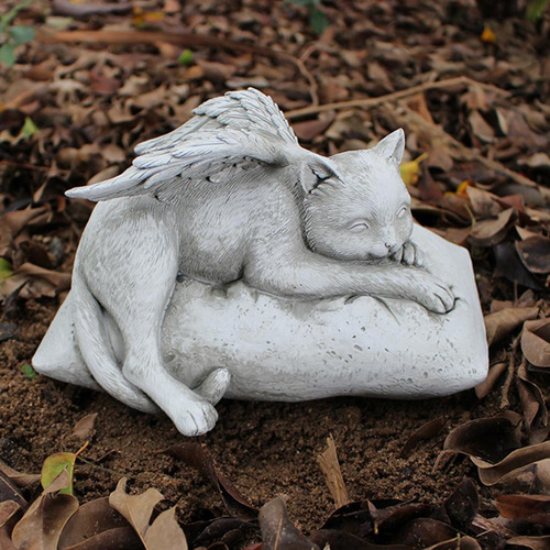 De Ángel Mascota Gato Estatua Figurita Decorativa Casa