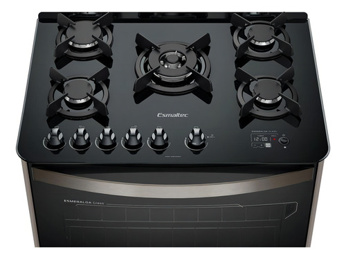 Fogão Esmaltec Esmeralda 5b Inox Timer Grill Elétrico 127/220V