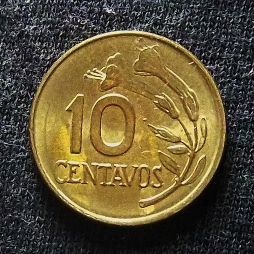 Perú 10 Centavos 1974 Sin Circular Km 245.3 Canto Liso