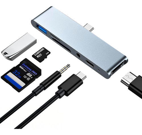Hub Dorn Pro 6 Em 1 Usb-c Hdmi Sd/tf P2 Para iPad E Celular
