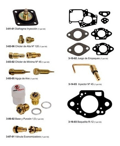 Imagen 2 de 4 de Kit Carb Renault R4 R5 R6 R12 Solex Con Baquela / 4-01-01
